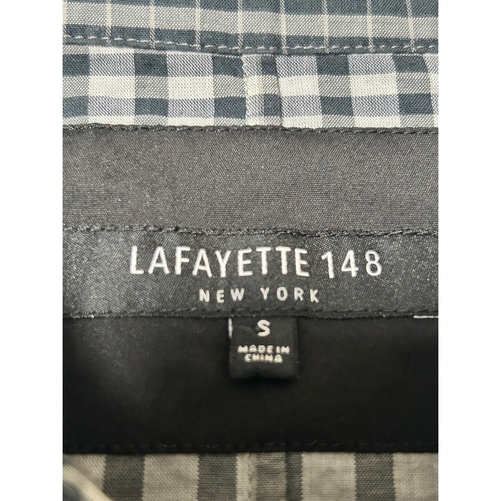 Lafayette 148 New York Women's SMALL Gray Plaid Long Sleeve Button Down Shirt - Picture 6 of 7